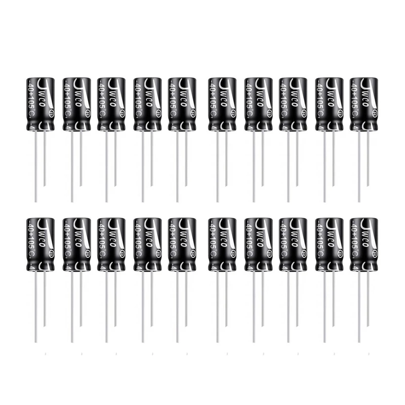 خازن الکترولیت 100 میکرو فاراد 16 ولت جی دبلیو کو کد Silvana-C05 بسته 20 عددی