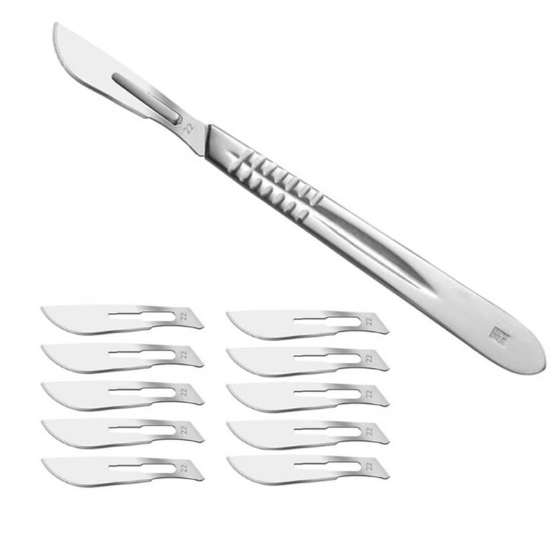 دسته تیغ جراحی مدل SRNSA شماره 4 به همراه تیغ استریل هاینز شماره 22 کدSKJMRJNQW002369 بسته 11 عددی