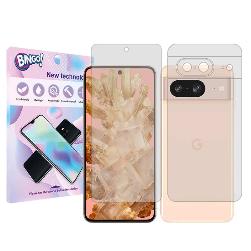 محافظ صفحه نمایش شفاف بینگو مدل Tough مناسب برای گوشی موبایل گوگل Pixel 8  به همراه محافظ پشت گوشی