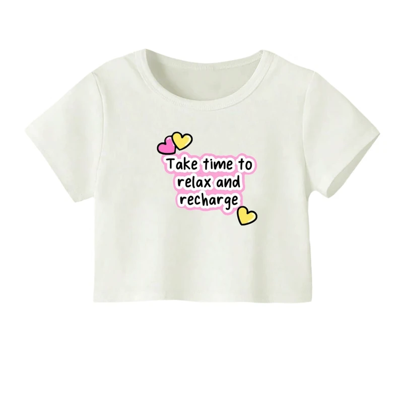 کراپ‌ تی‌شرت آستین کوتاه زنانه مدل زمان بده