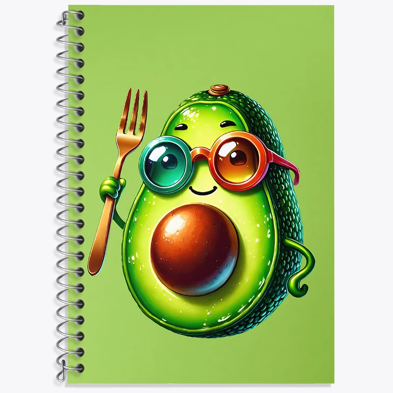 دفتر زبان 50 برگ خندالو مدل سه خط طرح آووکادو بامزه کد N5942
