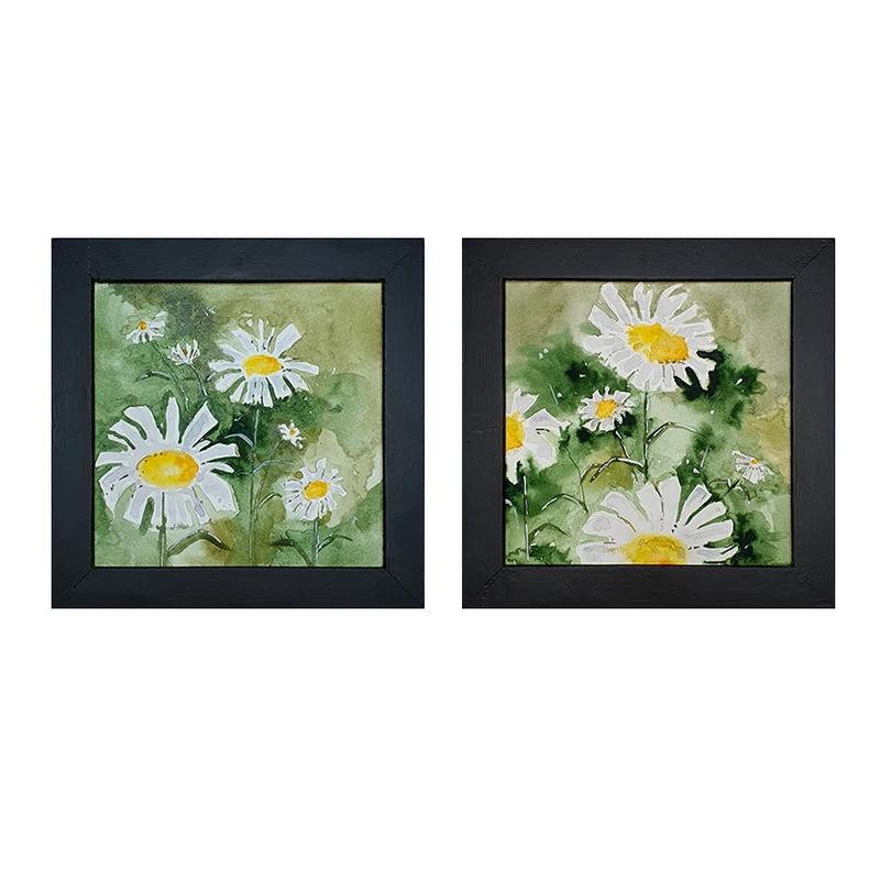 تابلو نقاشی آبرنگ به سبک انتزاعی طرح لحظه‌های آرام بابونه  کد 354 مجموعه 2 عددی