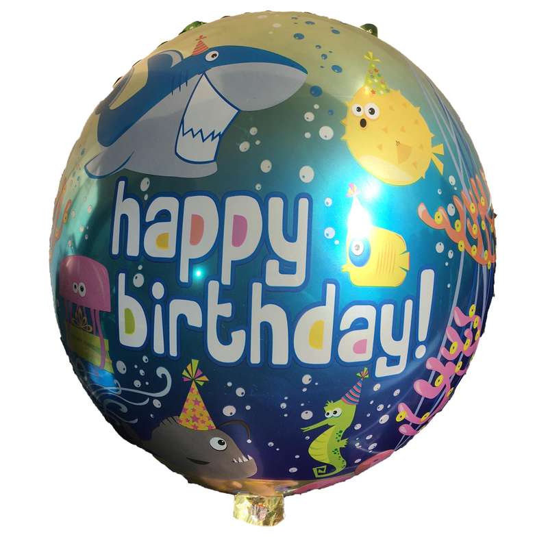 بادکنک فویلی مدل Happy Birthday  طرح کوسه مدل Irc 71