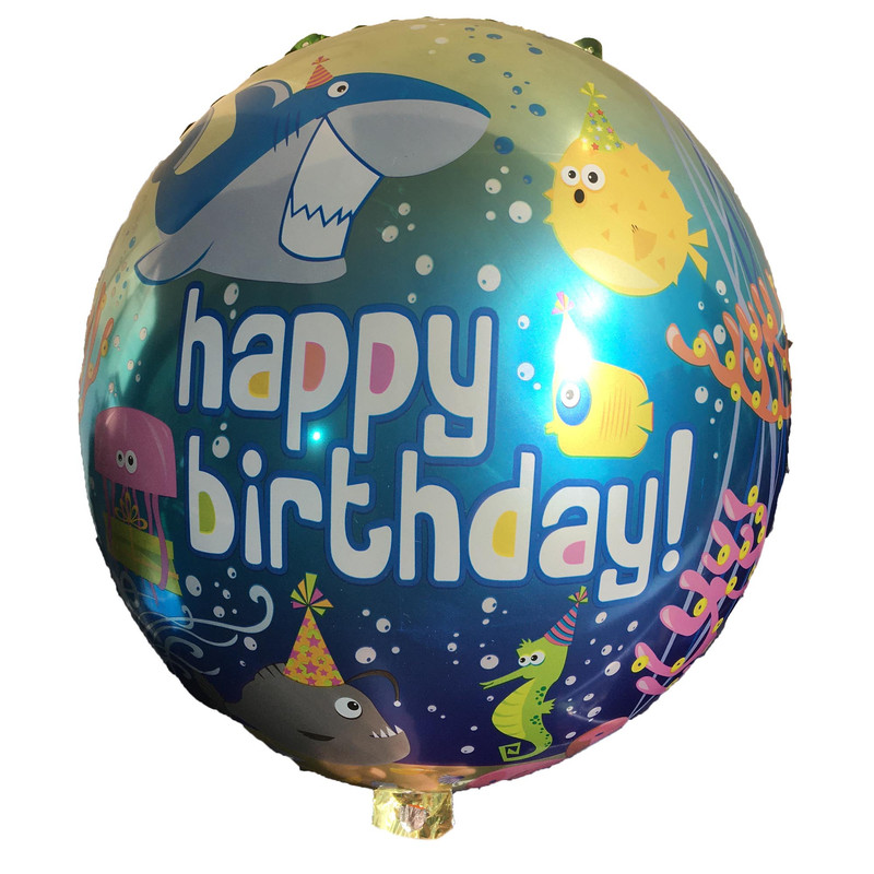 بادکنک فویلی مدل Happy Birthday طرح کوسه مدل Irc 71