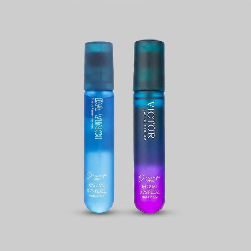 عطر جیبی مردانه ژک ساف مدل ویکتور حجم 22 میلی لیتر به همراه عطر جیبی مردانه ژک ساف مدل داوینچی
