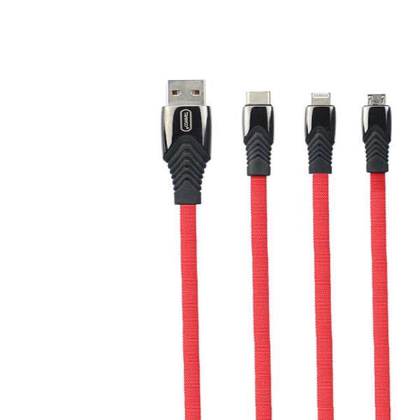 کابل تبدیل USB به microUSB/لایتنینگ/USB-C ترانیو مدل XS3 طول 1.2 متر