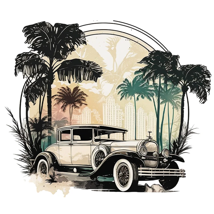 استیکر پارچه و لباس پاد آفرین مدل ماشین کلاسیک کد S5527