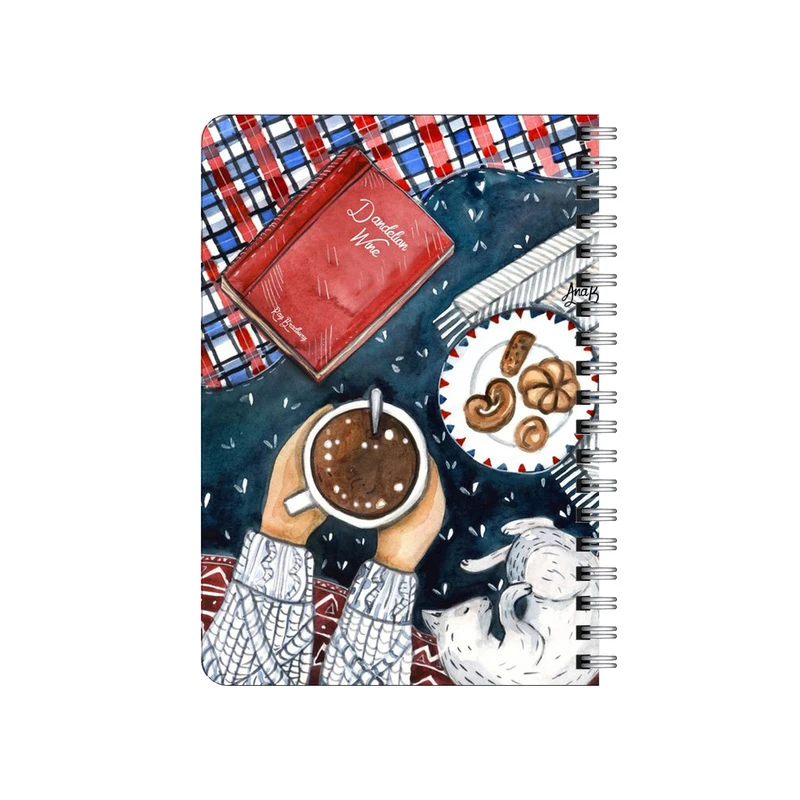 دفترچه یادداشت بامبیلیپ مدل چوبی طرح گربه،کتاب و قهوه کد 5866074