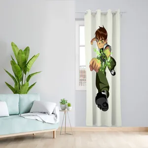 پرده مدل BEN10 مخمل پانچی کد 4385 سایز 140x280 سانتی متر