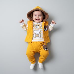 ست 3 تکه لباس نوزادی مدل خرسی کد Za3