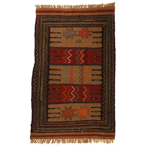 گلیم دستبافت دو متری طرح سفره کردی کد 1408192