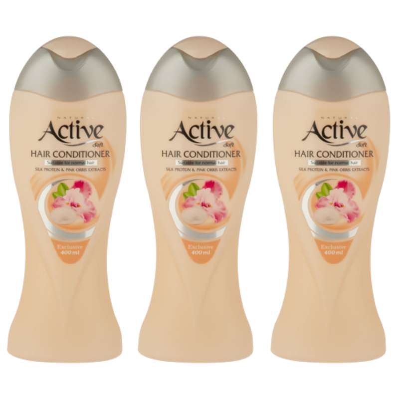 نرم‌کننده مو اکتیو مدل silk protein  حجم 400 میلی‌لیتر بسته 3 عددی