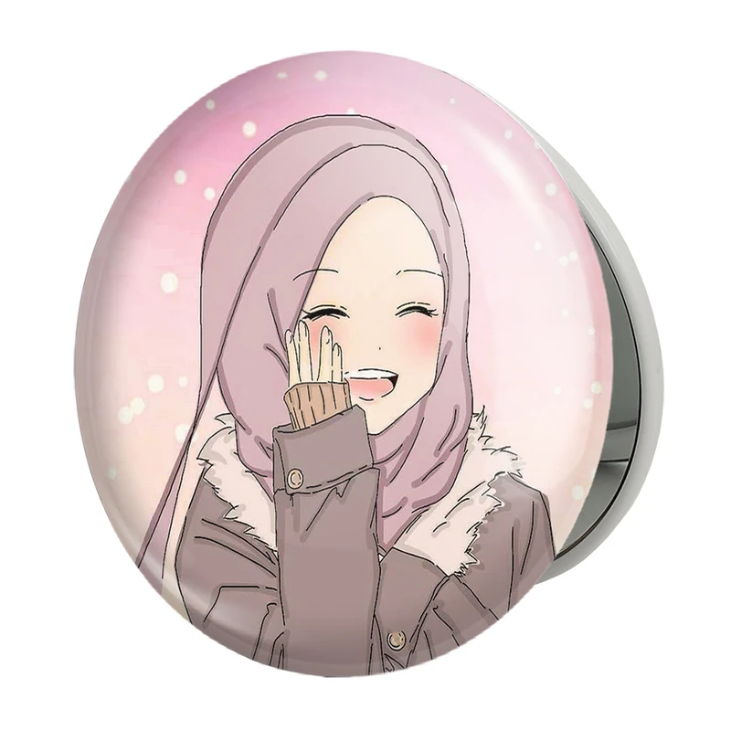 آینه جیبی خندالو طرح دخترانه باحجاب مدل تاشو کد 26017 