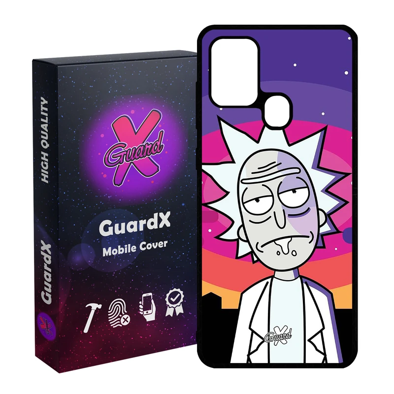 کاور گارد ایکس طرح Rick and Morty مدل Glass10099 مناسب برای گوشی موبایل سامسونگ Galaxy A21s