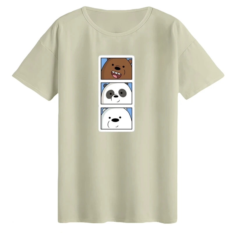 تی‌شرت لانگ آستین کوتاه زنانه مدل خرس های کله فندقی کد۲