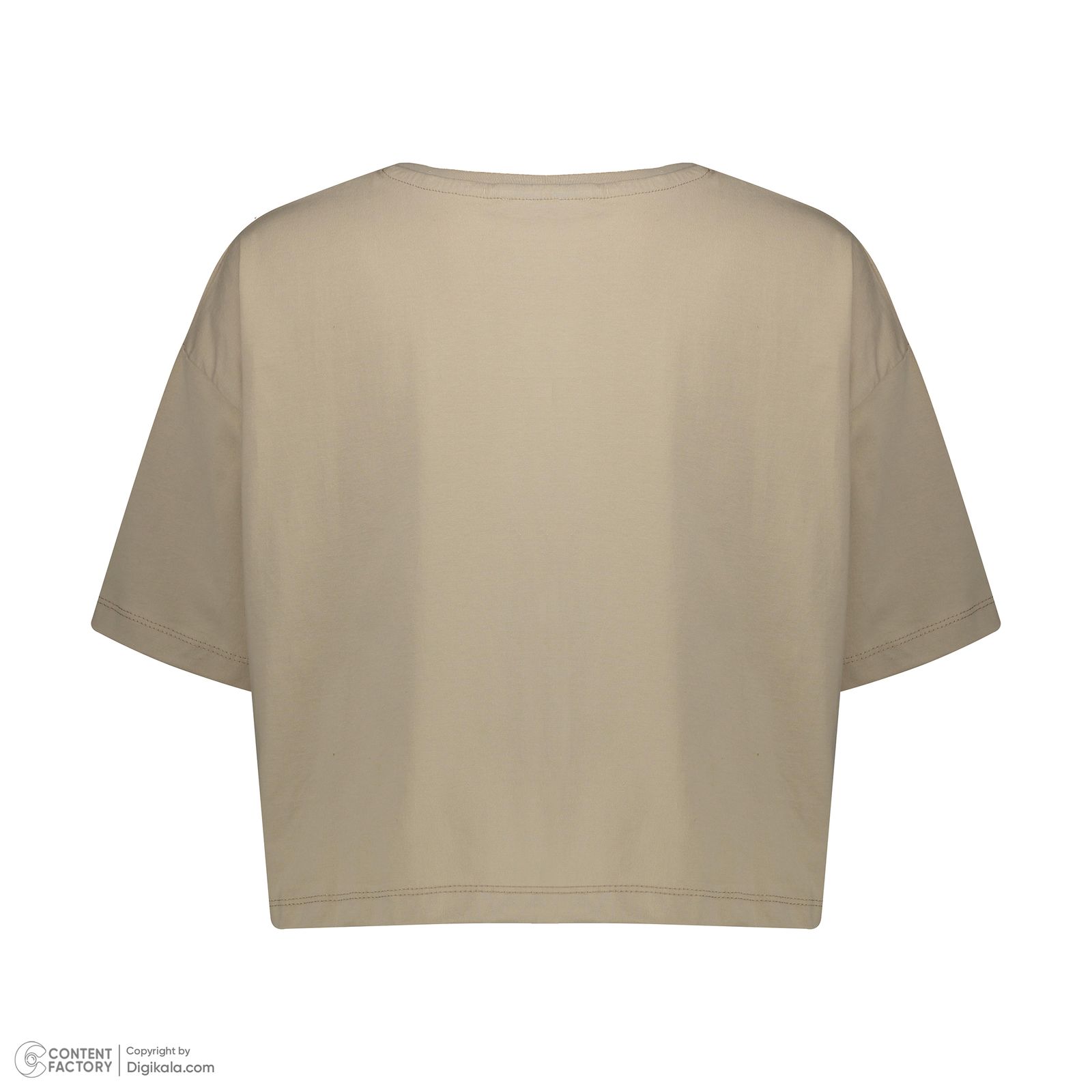 کراپ تی شرت آستین کوتاه زنانه نیزل مدل 0680-031 رنگ کرم -  - 4
