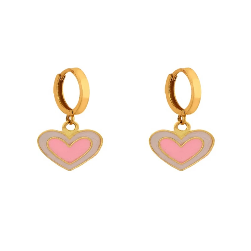 گوشواره طلا 18 عیار دخترانه هور گالری مدل قلب کد AKE119
