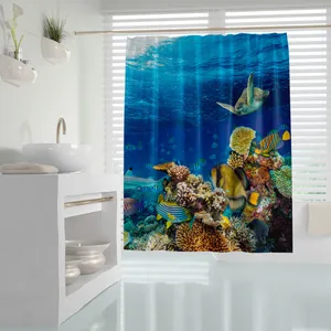 پرده حمام دلفین مدل Aquarium سایز 180x200سانتی متر