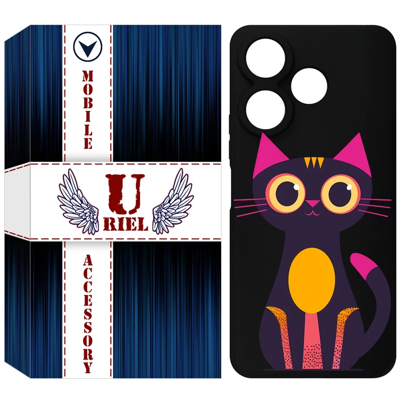 کاور یوریل قاب مدل KSH کد 46 طرح گربه مناسب برای گوشی موبایل شیائومی Redmi 13 4G / Redmi 13 5G / Poco M6 4G