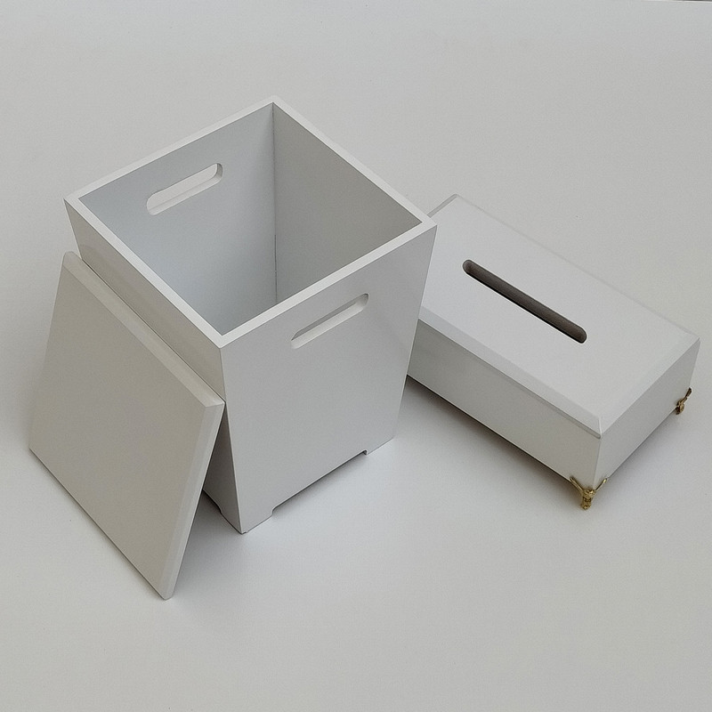 ست سطل و جعبه دستمال کاغذی مدل پایه فلزی