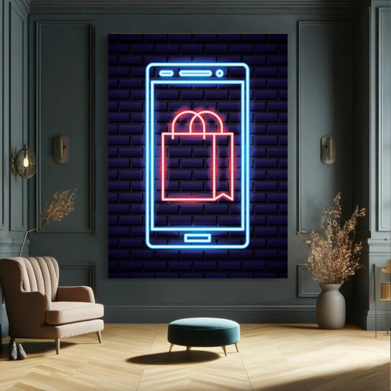 پوستر پارچه ای طرح مخمل آنلاین شاپ مدل نئون کد FP104637