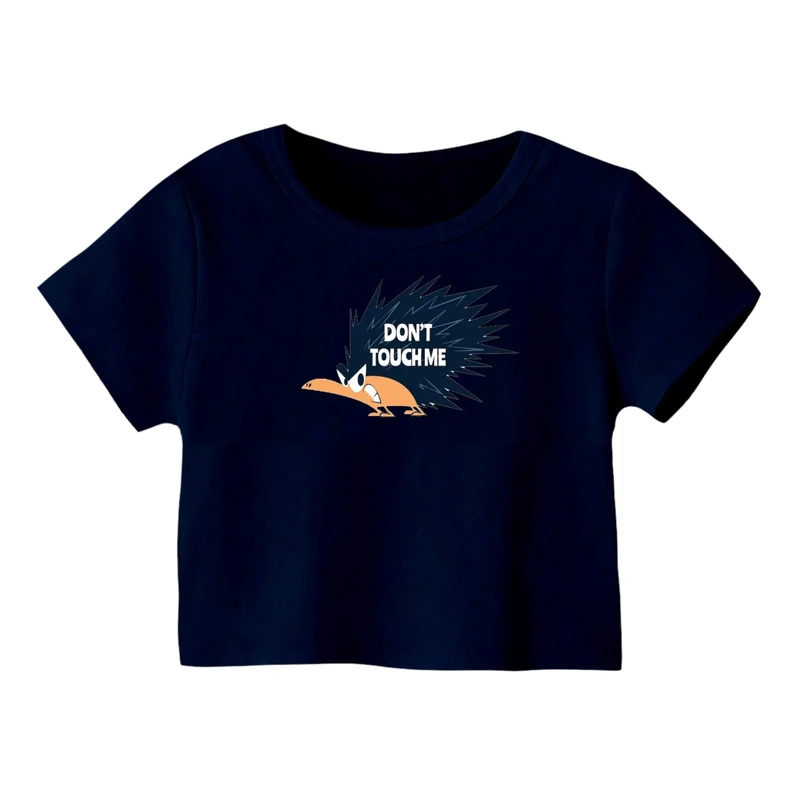 کراپ‌ تی‌شرت آستین کوتاه زنانه مدل جوجه تیغی