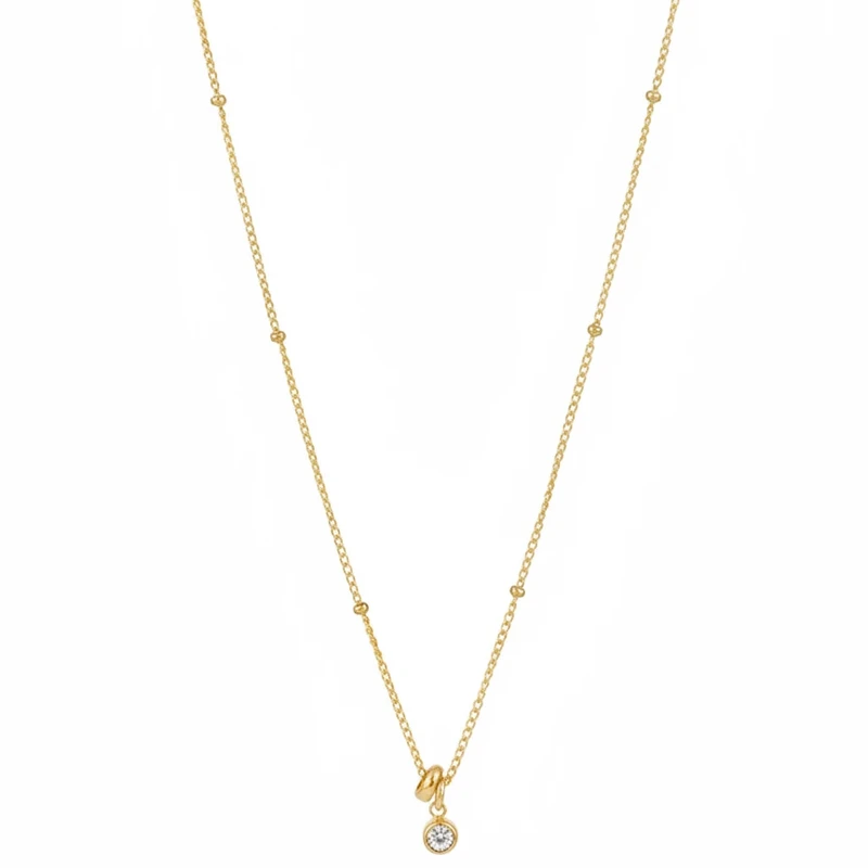 گردنبند زنانه مدل مینیمال آبکاری طلا پلاک نگینی مدل Li