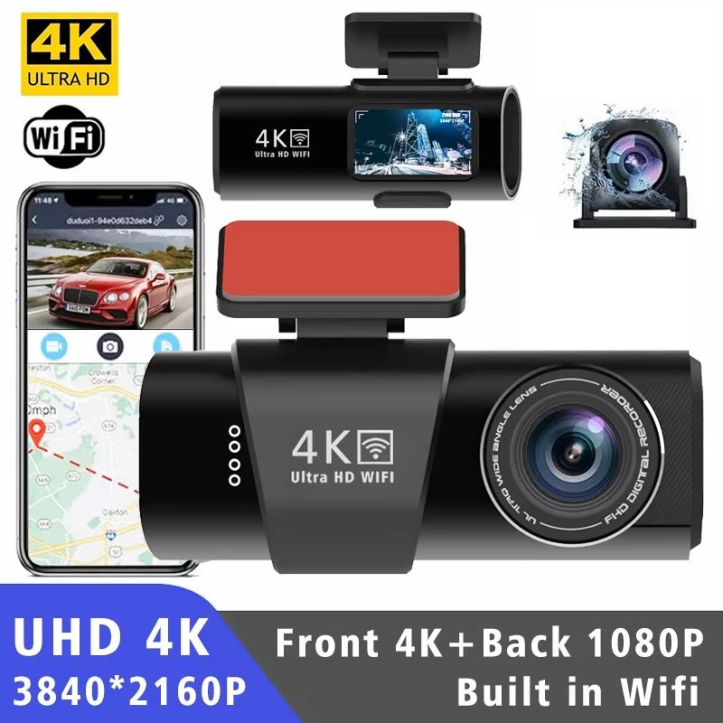 دوربین فیلمبرداری ثبت وقایع خودرو مدل OK309-4K-WiFi-GPS به همراه دوربین عقب