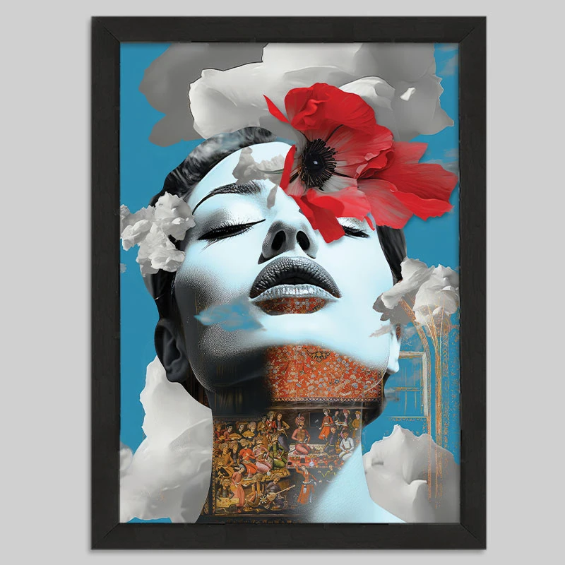 تابلو  مدل دیواری طرح پرتره دختر آسمان تلفیقی کد 21N