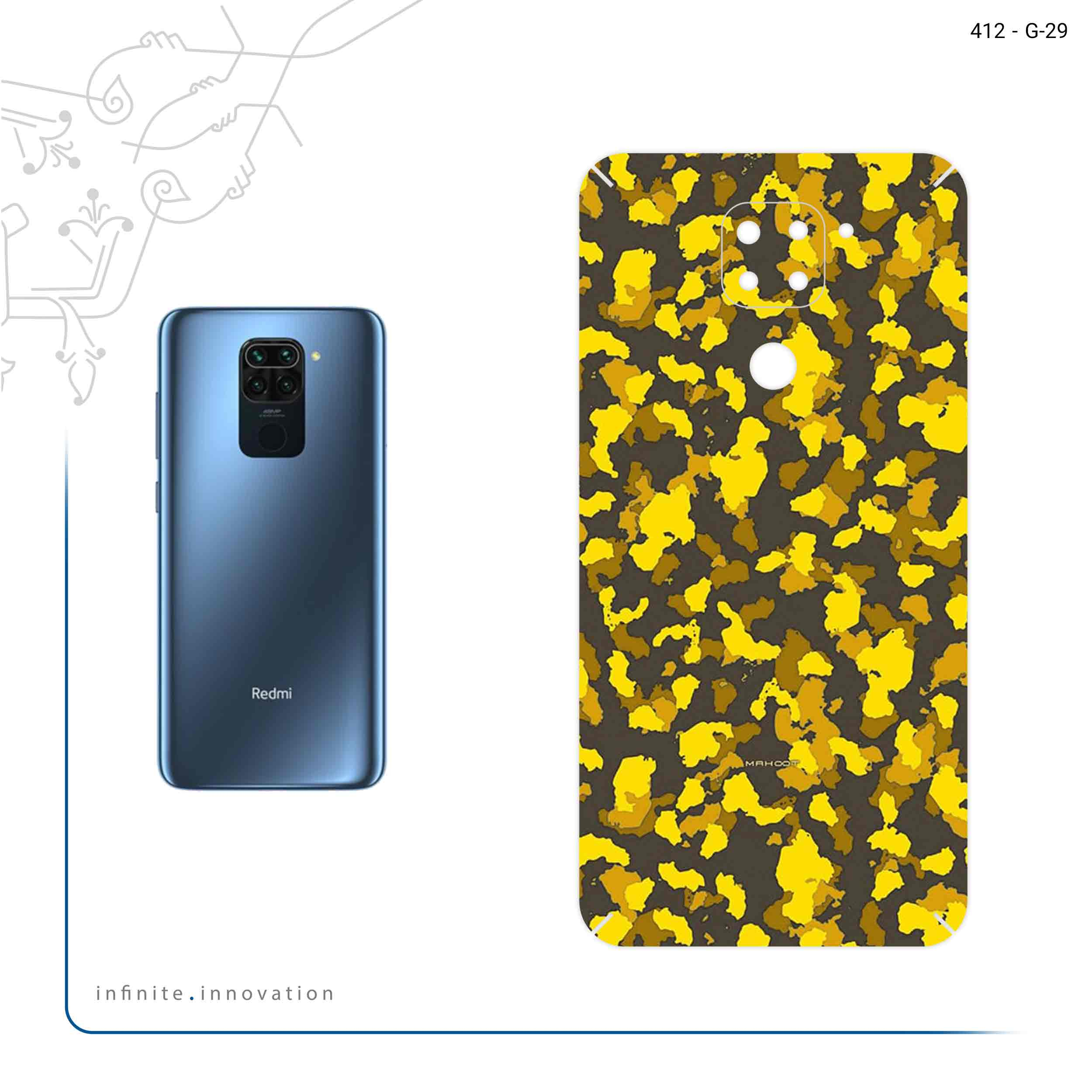برچسب پوششی ماهوت مدل Yellow Infantry Army مناسب برای گوشی موبایل شیائومی Redmi 10X