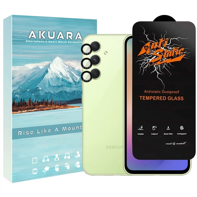 محافظ صفحه نمایش آکوآرا مدل Antistatic-ring مناسب برای گوشی موبایل سامسونگ Galaxy S23 Fe به همراه محافظ لنز دوربین