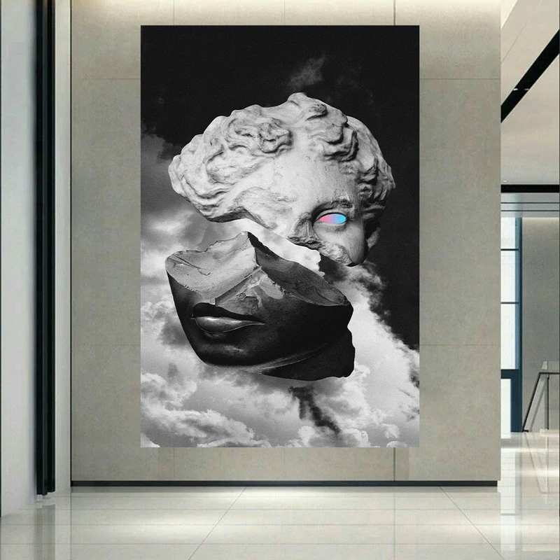 تابلو بوم طرح انتزاعی میکل آنژ و چهره کد AR30775