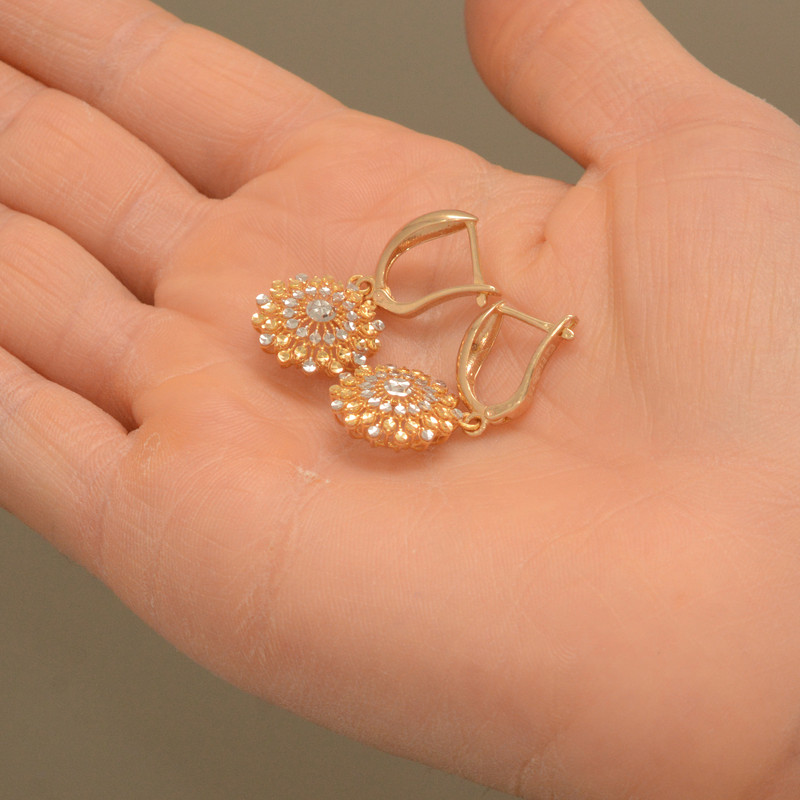 گوشواره کلیپسی طلا 18 عیار زنانه طلای مستجابی مدل قاصدک آوا کد 1203465 - 2