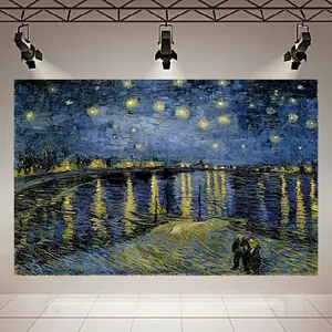 پوستر پارچه ای طرح نقاشی شب پرستاره در راون اثر ونسان ونگوگ کد AR30885