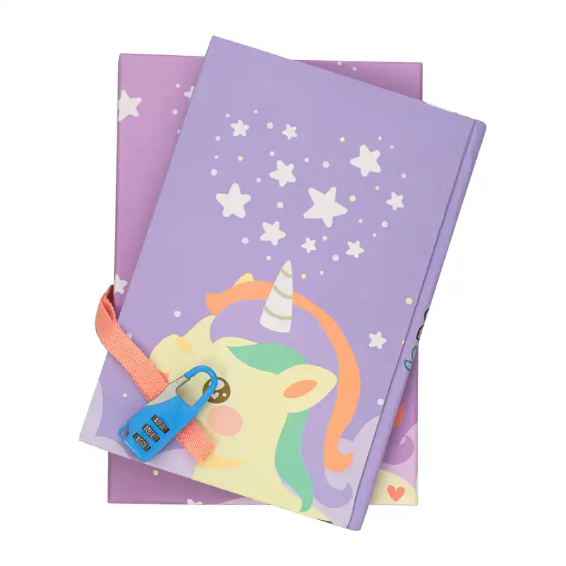 دفتر خاطرات 100 برگ طرح اسب تکشاخ مدل قفل دار کد 11