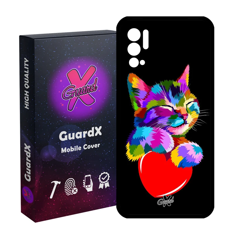 کاور گارد ایکس طرح گربه مدل Glass10269 مناسب برای گوشی موبایل شیائومی Redmi Note 10 5G / Poco M3 Pro