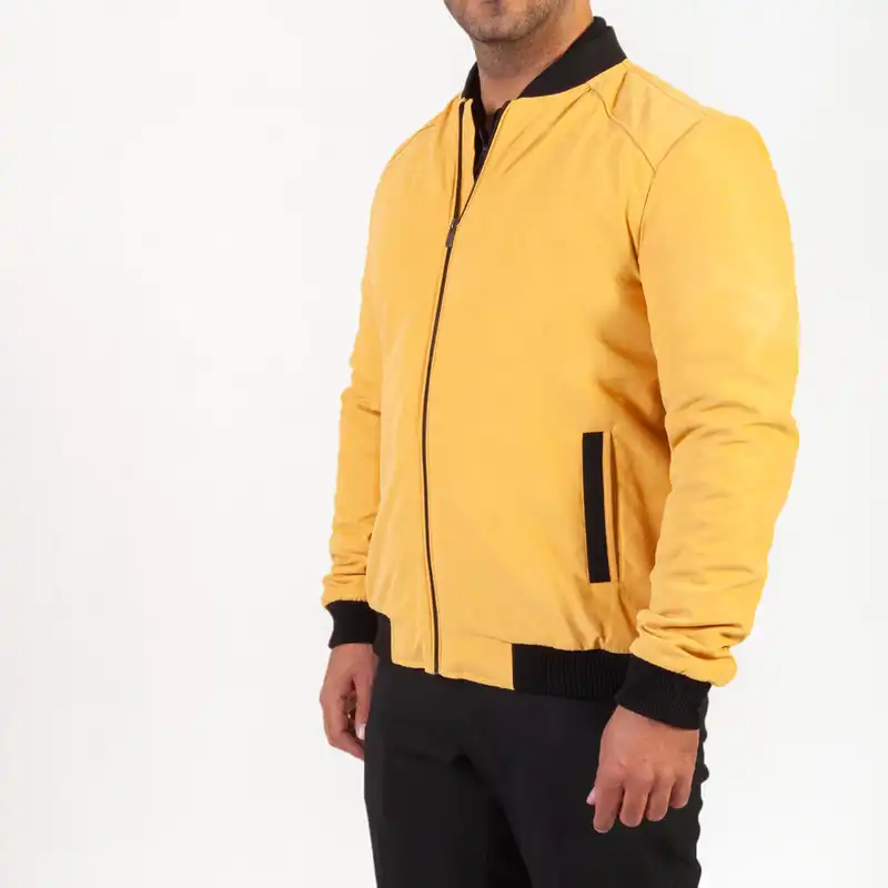 کاپشن مردانه برانگو مدل تک رویه رنگ زرد