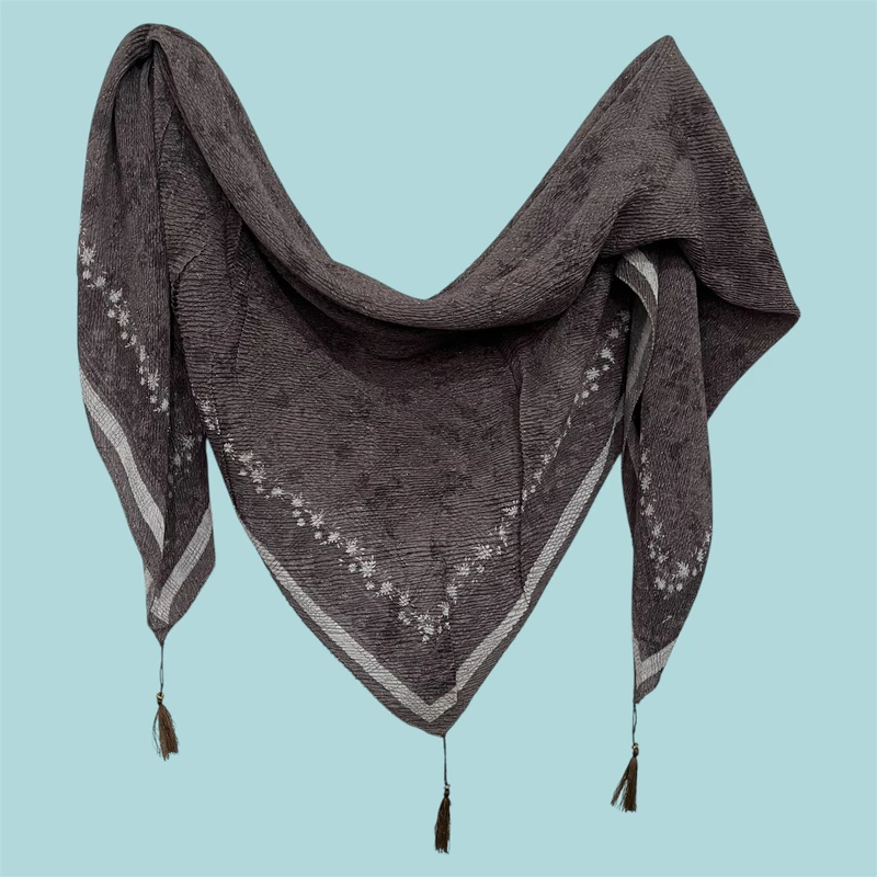 روسری زنانه مدل پلیسه مزون دوز قواره بزرگ کد 003