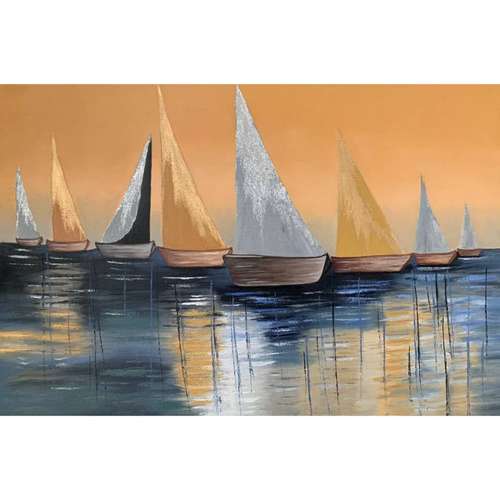 تابلو نقاشی رنگ روغن طرح غروب دریا