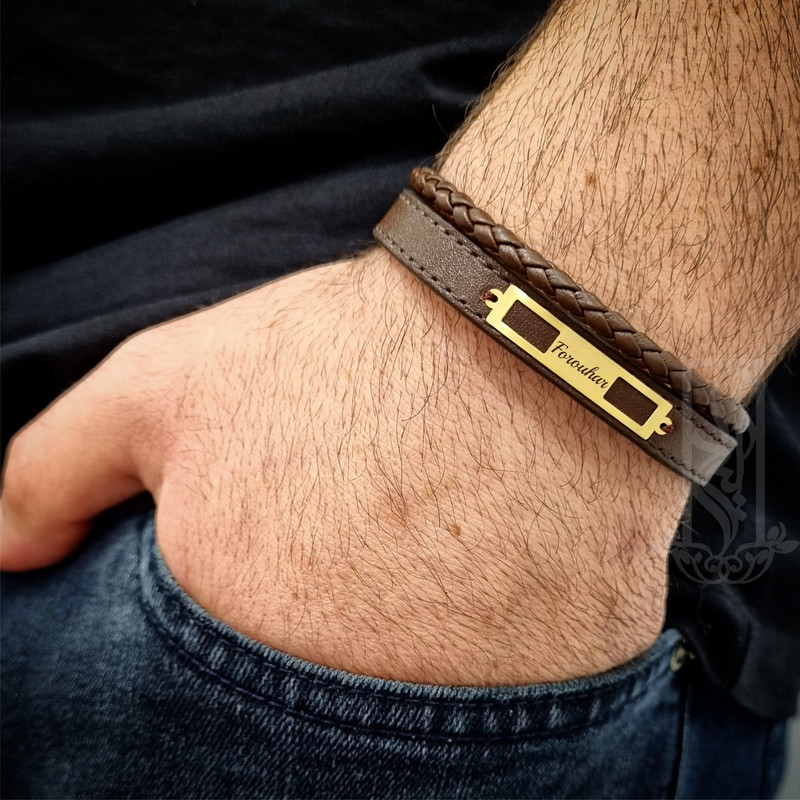 دستبند طلا 18 عیار مردانه لیردا مدل اسم فروهر 825