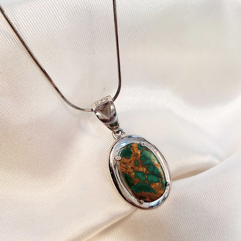 گردنبند نقره زنانه مدل فیروزه نیشابور کد NG2779