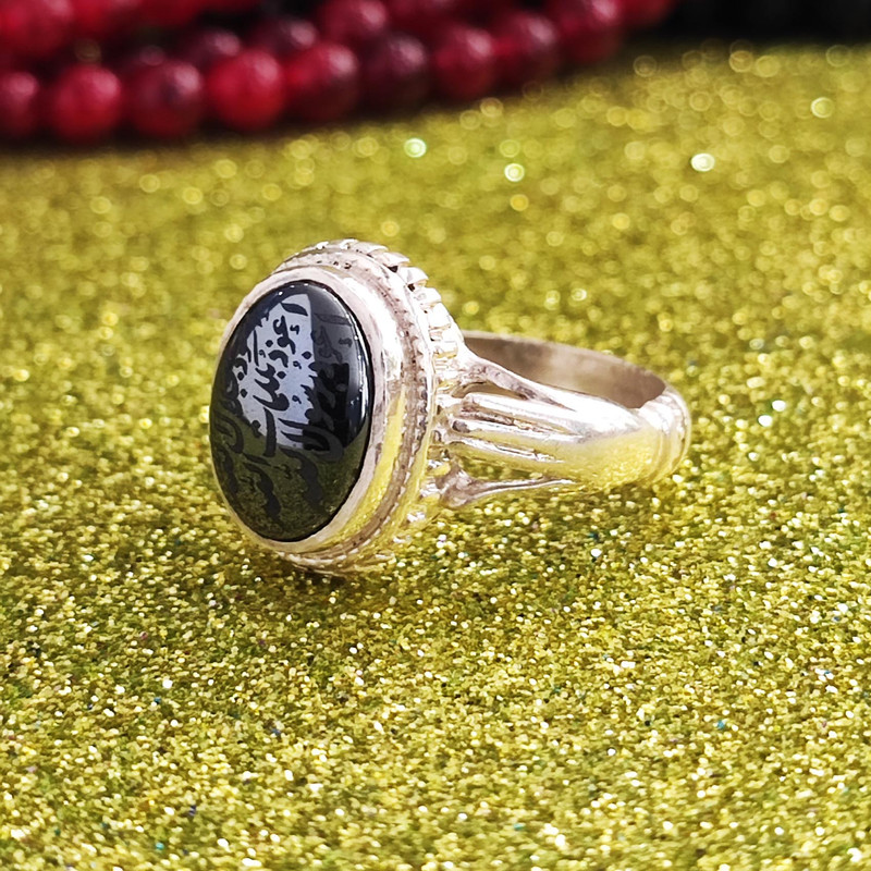 انگشتر نقره مردانه مدل عقیق حدید خطی MH5013 انگشتر نقره مردانه مدل عقیق حدید خطی MH5013