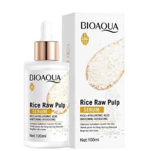 سرم مرطوب‌کننده و روشن‌کننده بایو آکوا مدل Rice Raw Pulp Hyaluronic Acid مناسب برای انواع پوست حجم 100 میلی‌لیتر
