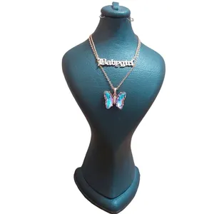 گردنبند زنانه مدل پروانه مجموعه 2 عددی