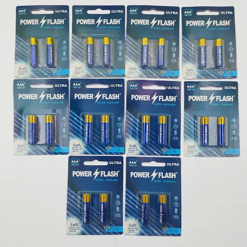 باتری نیم قلمی پاورفلش مدل الترا آلکالاین بسته ۲۰ عددی 