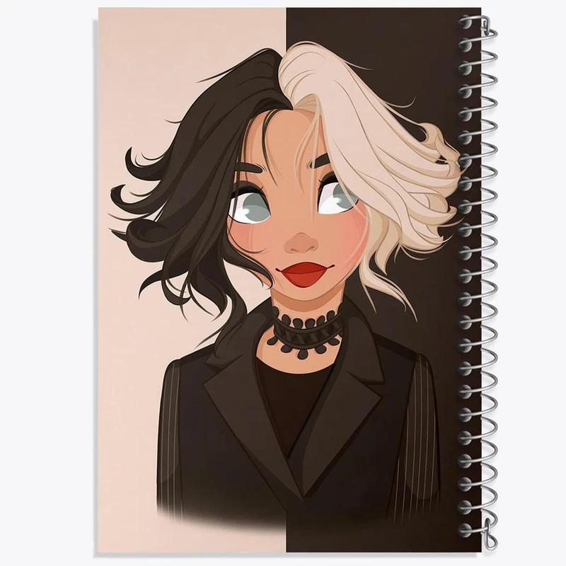 دفتر ژورنال نویسی 50 برگ خندالو مدل نقطه ای طرح کروئلا Cruella کد 10747