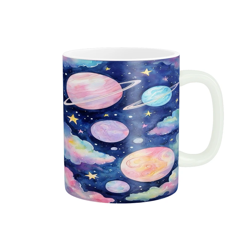 ماگ پادآفرین مدل فانتزی طرح ماه ستاره کهکشان سیاره زحل کد p9738