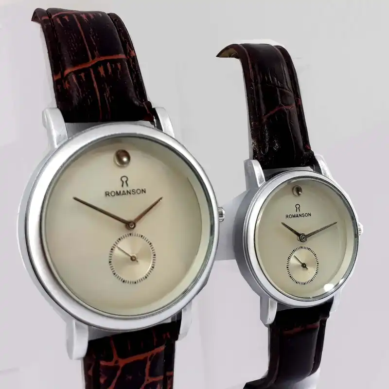 ست ساعت مچی عقربه ای زنانه و مردانه  مدل زیرثانیه دو موتور فعال کد n1