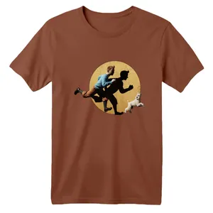 تی شرت آستین کوتاه بچگانه مدل تن تن  رنگ موکایی