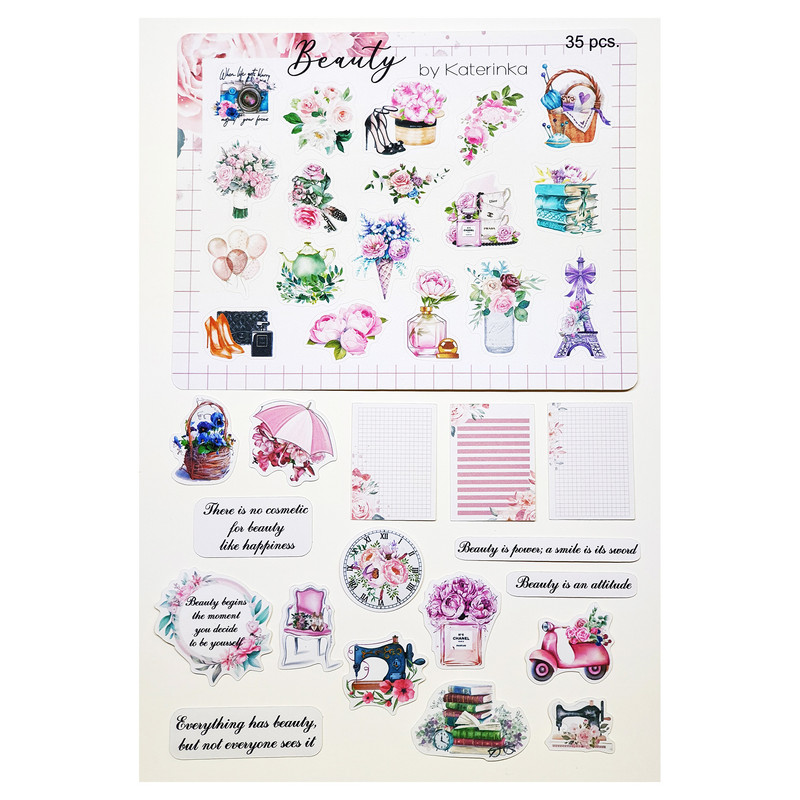 برچسب کاترینکا طرح برش خورده بولت ژورنال و اسکرپ بوک مدل Beauty بسته 35 عددی